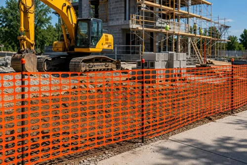 Vista 5 de ATERET Valla de seguridad de plástico de 4 pies x 100 pies, rollo de valla temporal naranja, valla de plástico resistente para construcción, valla