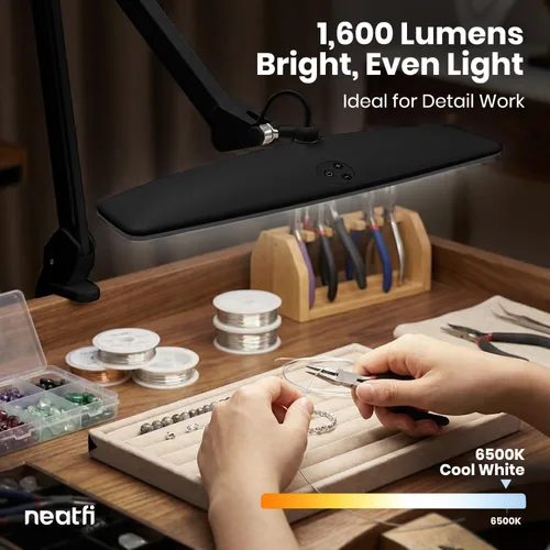 Vista 6 de Neatfi Elite - Lámpara de trabajo HD XL, 1600 lúmenes, 84 LED SMD, 6500K, atenuación no polar, luz de escritorio para el hogar, la oficina y la sala
