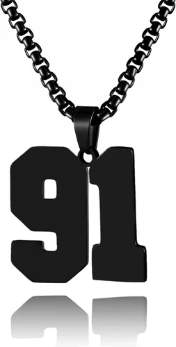 Vista 113 de Collar de Número Dorado para Hombre, Cadena de Acero Inoxidable con Colgante de Número para Atletas, Joyería Deportiva Personalizada para Niños