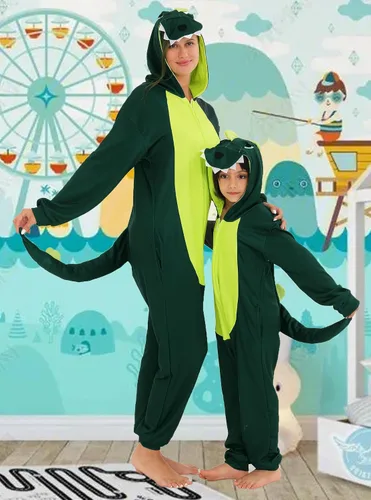 Vista 6 de Dinosaur Halloween Pajamas Family Animal Onesie Costume Cute Pjs for Adults Women Couples Kids Mens Girls and Boys