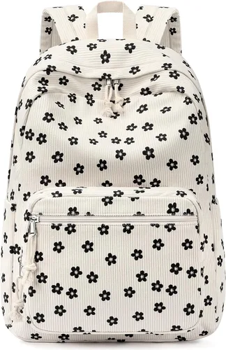Vista 16 de mibasies Linda mochila escolar y de pana preppy para niñas Arco beige