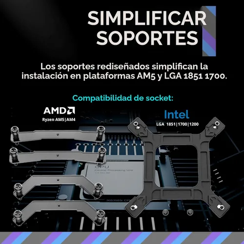 Vista 6 de [Usado] Cooler Master MasterLiquid 360L Core 360mm, enfriador líquido de CPU AIO de bucle cerrado, sincronización ARGB, bomba de placa fría Gen S