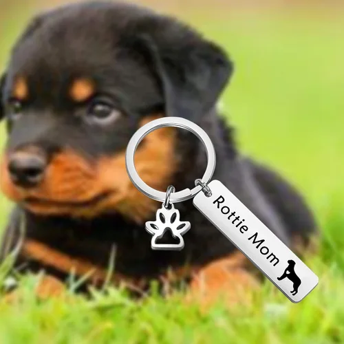 Vista 7 de LQRI Rottweiler Rottie Mom Rottie Dad Kechain Set de joyería para perros y mascotas, regalo Rottie para Rottweiler Rottie Mamá Papá, Metal, Acero