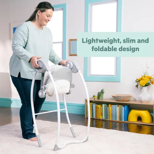 Vista 7 de Bright Starts Disney Baby Winnie The Pooh Milestone Swing, amigos clásicos, diseño plegable con juguetes y melodías, unisex, recién nacido +