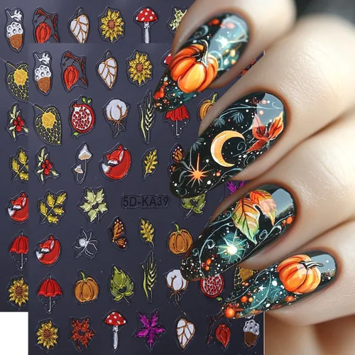 Vista 29 de 8 hojas de calcomanías de arte de uñas de conejo de Pascua, 3D, autoadhesivas, accesorios de arte de uñas, caricaturas, conejos, animales Colorido -1