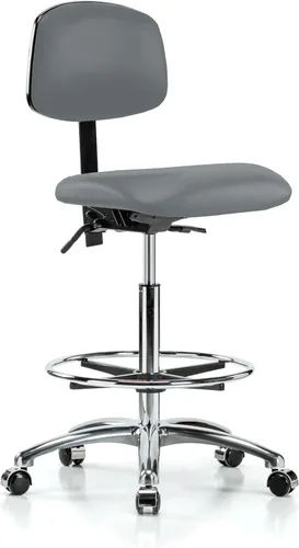 Vista 49 de Perch - Silla de laboratorio con ruedas cromadas con soporte de respaldo ajustable, altura del escritorio de 17 a 22 pulgadas, tela negra