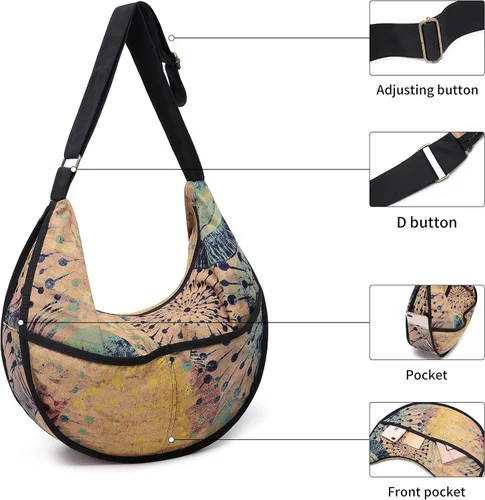 Vista 3 de OPQRSTU Bolso bandolera de lona para mujer, estilo hippie y grande
