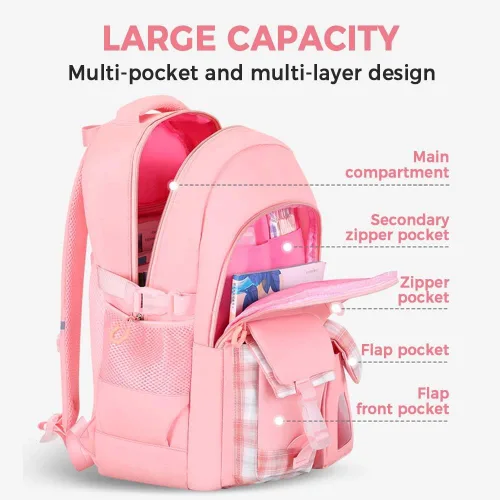 Vista 3 de Linda mochila kawaii para adolescentes y niñas, mochila kawaii para estudiantes de escuela primaria, escuela secundaria, mochila de viaje estética