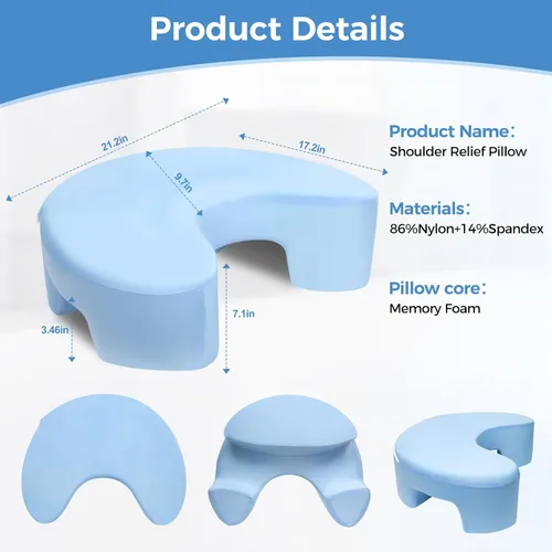 Vista 2 de Almohada de espuma viscoelástica para dormir de lado, alivio del dolor de hombro, cojín ergonómico de apoyo cervical