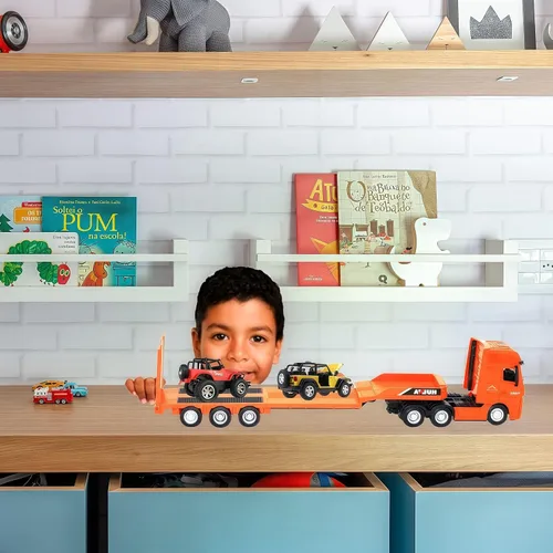 Vista 7 de Juguete plano del camión del remolque, vehículo resistente de los juguetes de la construcción de la aleación para los 1:50 Scale Diecast Trailer