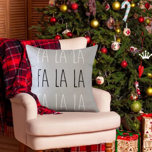 Vista 9 de OTOSTAR Juego de 4 fundas de almohada de Navidad de 45.7 x 45.7 cm, decoración navideña de granja, fundas de almohada de Navidad Joy Xmas Tree Let