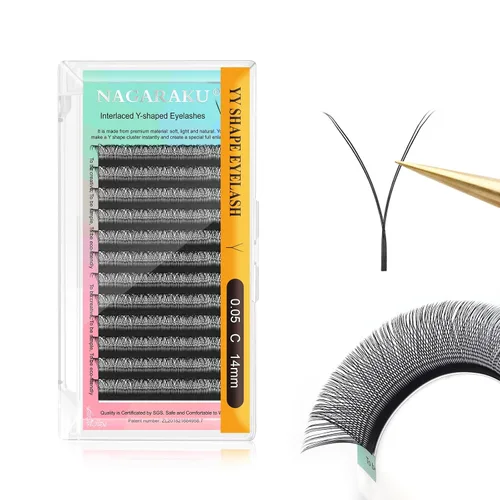 Vista 50 de NAGARAKU YY - Extensiones de pestañas, suministros Y, Lash 4D, Easy Fan, pestañas cruzadas de volumen ruso, pestañas YY, tejidas a mano, malla