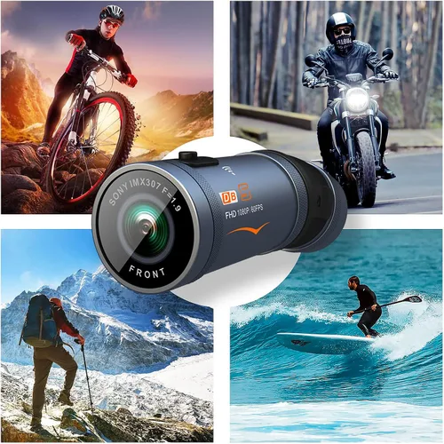 Vista 3 de LKT Cámara de salpicadero de motocicleta delantera y trasera con GPS y WiFi, casco de doble cámara y grabadora de bicicletas con sensor Sony Starvis