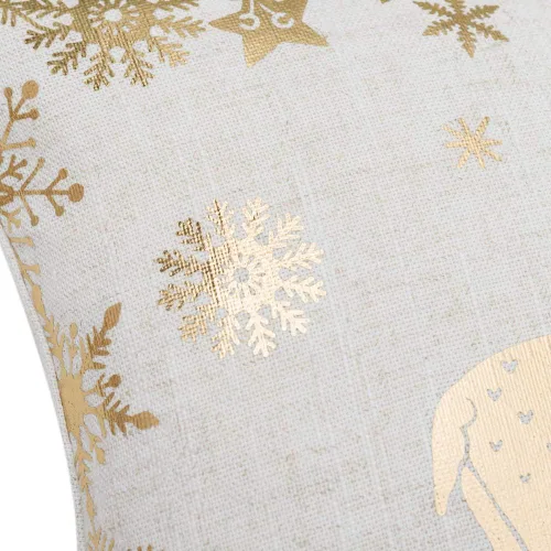 Vista 6 de JWH Funda de almohada decorativa de ciervos amantes de la Navidad, con estampado dorado, funda de almohada de lino, cojín de invierno