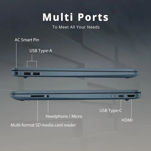 Vista 9 de HP Laptop FHD de 15.6", AMD Ryzen 5-5500U, 16 GB de RAM, almacenamiento de 1.16 TB (1 TB SSD + 160 GB de estación de acoplamiento), gráficos AMD