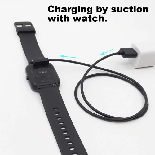 Vista 3 de Cables de reloj inteligente compatibles con el reloj inteligente RUIMEN H1 de 1.85 pulgadas, 2 unidades, color negro