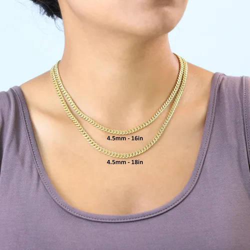 Vista 3 de Nuragold Collar con colgante de cadena de eslabones cubanos Miami de oro amarillo de 10 quilates de 0.177 in, joyería para hombre y mujer, joyería