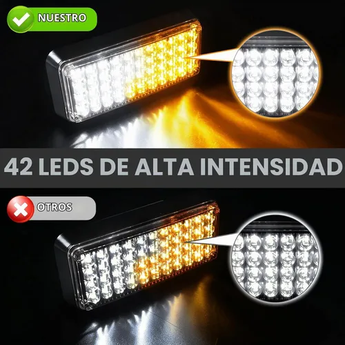 Vista 5 de Actualizado 2 piezas de luces estroboscópicas de peligro intermitentes magnéticas ámbar y blancas para camiones y vehículos, inalámbricas, de Ámbar