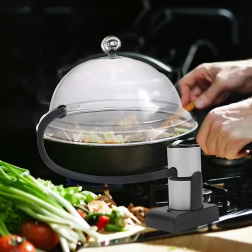 Vista 5 de Tapa de cúpula Fundas para tazas de pistolas, campana de humo para cocina, infusor de humo, tapa cloche para ahumador, platos y tazones Cocina