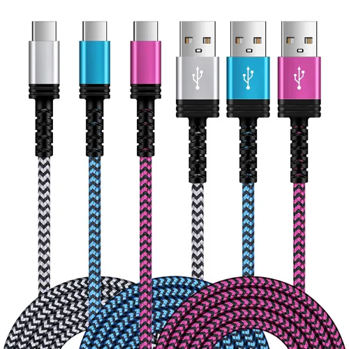 Vista 10 de Cable USB a USB C de 6 pies/Paquete de 3 para iPhone 17 16 15/15 Pro/15 Pro Max/15 Plus, cable de carga rápido USB A a USB tipo C para Samsung