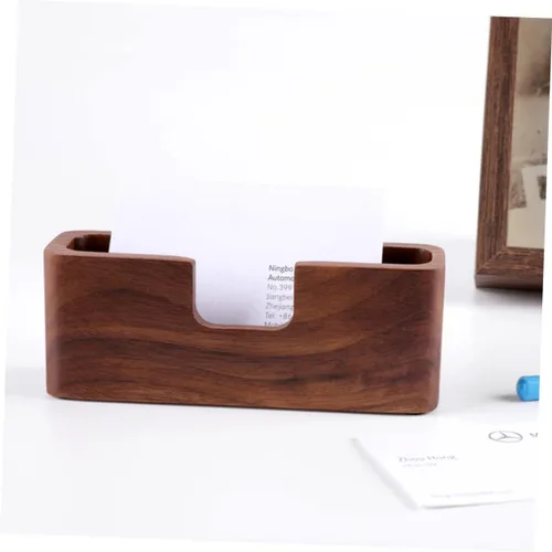 Vista 9 de EXCEART 1pc Estuche de madera para tarjetas de visita Soporte de tarjetas de madera Titular de tarjetas de nombre de madera Soporte para tarjetas