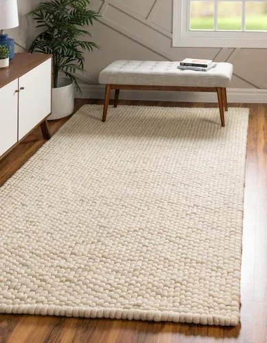 Vista 6 de Unique Loom Colección de Bolas de Felpa - Alfombra de área en forma de nube (2' redonda, color marfil)