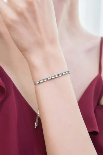 Vista 3 de B. BRILLIANT Sterling Silver 5x3mm Oval Genuine or Created Gemstone Pull-string Adjustable Tennis Bracelet for Women Girls