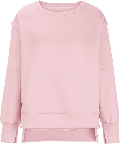 Vista 7 de Ceboyel Sudadera de gran tamaño para mujer 2023, color sólido, cuello redondo, suéter con abertura lateral, cómodo ropa de moda de otoño
