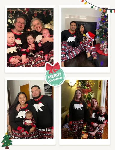 Vista 5 de PATPAT Pijamas de Navidad a juego para la familia, conjuntos de pijamas con estampado de letras y pantalones a cuadros