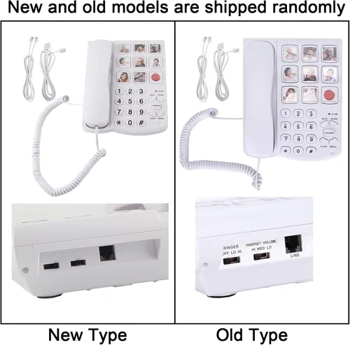 Vista 6 de Teléfono fotográfico para personas mayores, teléfono fijo grande, teléfono con memoria fotográfica con cable SOS, para personas mayores, Alzheimer
