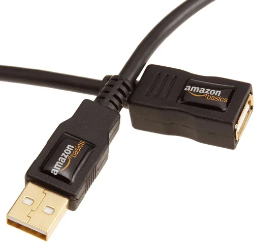 Vista 10 de Amazon Basics Cable de extensión USB-A 2.0, macho a hembra, velocidad de transferencia de 480 Mbps, 6.5 pies, color negro