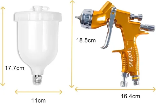 Vista 6 de Kit de pistola pulverizadora de pintura para carrocería automotriz hvlp, pistola pulverizadora de aire para pintura de autos, kit de pintura por