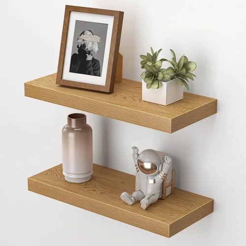 Vista 38 de Heimlove Estantes flotantes para pared, estante de 16 pulgadas para baño pequeño, almacenamiento montado y exhibición, estantes de madera para Negro