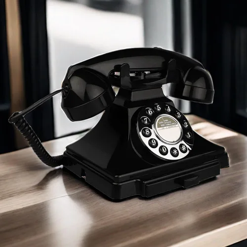 Vista 2 de Teléfono vintage con cable, teléfonos fijos retro para el hogar, teléfono de trabajo antiguo de una sola línea con timbre fuerte para personas Negro