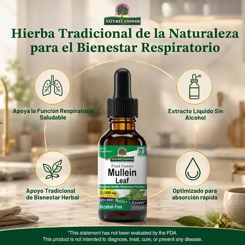 Vista 7 de Nature's Answer Suplemento de hierbas de hoja de gordolobo, 1 oz, sin OMG, sin gluten