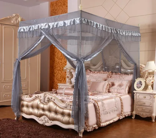 Vista 25 de Mengersi Cortina para Dosel de Cama Princesa, con 4 Esquinas, Dosel con Mosquitero para Cama de Princesa (Blanco, Doble)