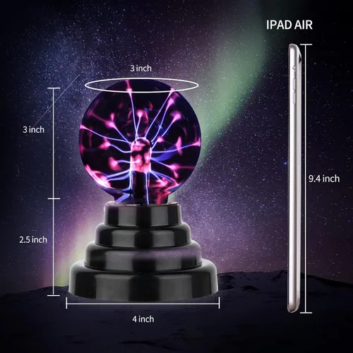 Vista 2 de Gresus - Lámpara de bola de plasma mágica alimentada por USB con batería de 3 pulgadas para decoraciones Touch Sensitive Interactive Plasma Lamp