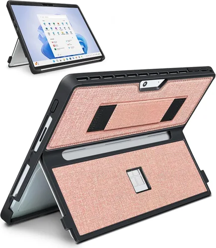 Vista 13 de Funda para Microsoft Surface Pro 11/10/9/8 de 13 pulgadas, con cubierta de soporte, correa de mano, funda resistente todo en uno compatible con Negro