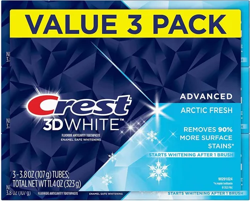 Vista 4 de Crest 3D White pasta dental blanqueadora de menta radiante, 2.7 oz (76g) - Paquete de 3