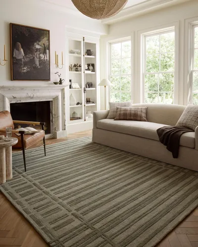 Vista 10 de Loloi Chris Loves Julia Bradley Collection, beige y medianoche, alfombra decorativa de 2 pies y 3 pulgadas x 3 pies y 9 pulgadas, alfombras clásicas
