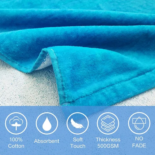 Vista 4 de VOOVA & MOVAS Toallas de playa con capucha (8-16 años), poncho de toalla de piscina con capucha de algodón grueso y absorbente, versátil