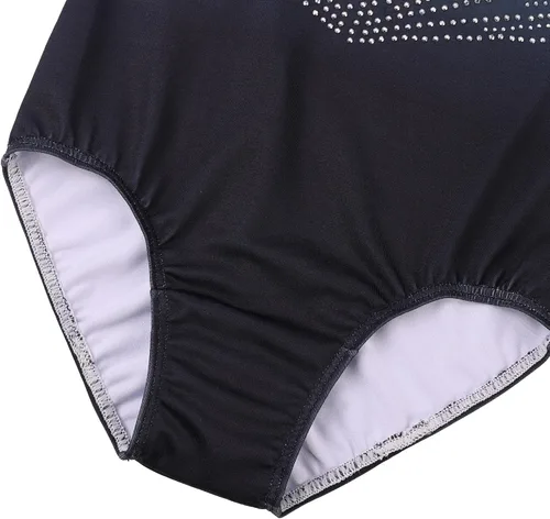 Vista 5 de BAOHULU Leotardo de gimnasia para niñas con diamantes brillantes para danza de ballet