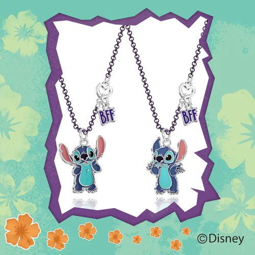 Vista 5 de Disney Lilo & Stitch - Juego de 2 collares de mejores amigas con dije de BFF y Stitch, con licencia