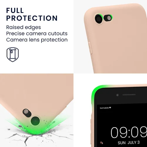 Vista 3 de kwmobile Funda compatible con Apple iPhone SE (2022) / SE (2020) / 8/7 - Funda protectora delgada de TPU para teléfono, acabado mate suave, remolino
