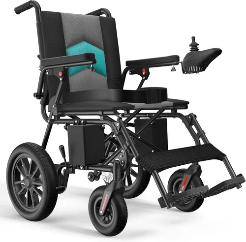 Vista 12 de AIRHOT Silla de ruedas eléctrica plegable para adultos, 15 millas de autonomía de viaje, silla de ruedas eléctrica con capacidad de peso de 300