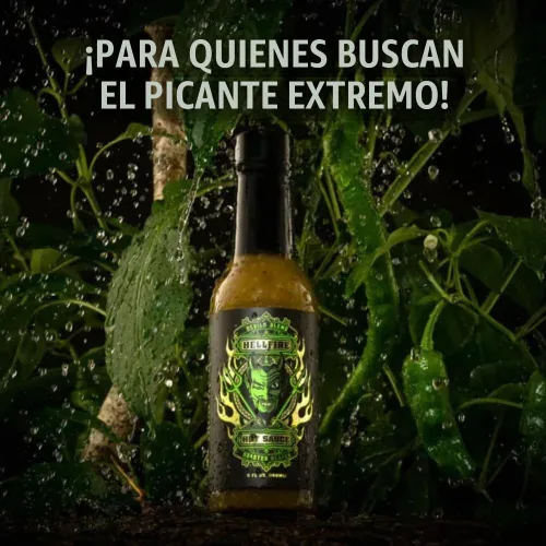 Vista 8 de Hellfire Hot Sauce Devil's Blend - Salsa Verde Gourmet picante picante de Carolina Reaper asada al fuego, presentada en el programa de televisión