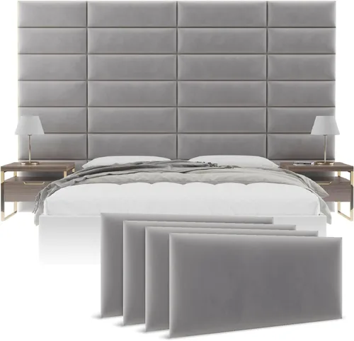 Vista 34 de Vänt - Paneles tapizados de pared, cabeceros de pared tamaño Queen/Full, color beige boucle, juego de 4 paneles