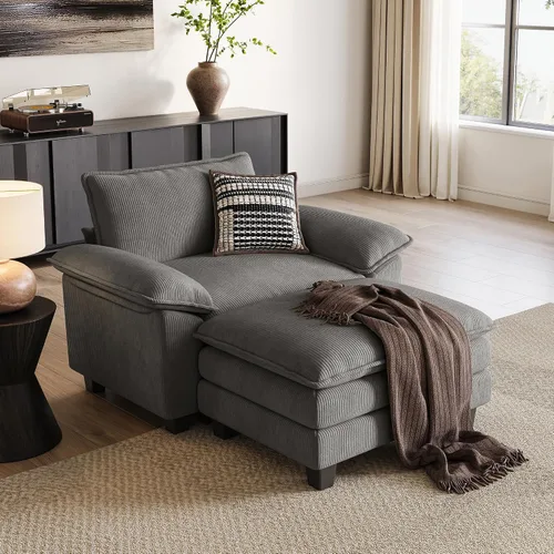 Vista 20 de LINSY HOME Cloud Sofa - Silla decorativa con tumbona otomana para interiores, sofá de pana perfecta para sala de estar, apartamento, oficina, beige