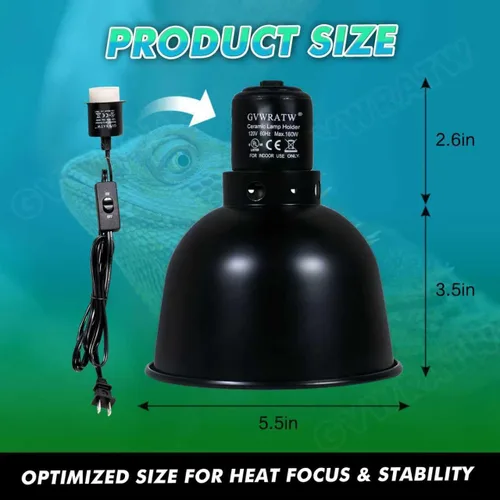 Vista 7 de Lámpara de reptil de cúpula poco profunda de 5.5 pulgadas, adecuada para bombillas UVB y bombillas de calor que disfrutan, máximo 160 W.