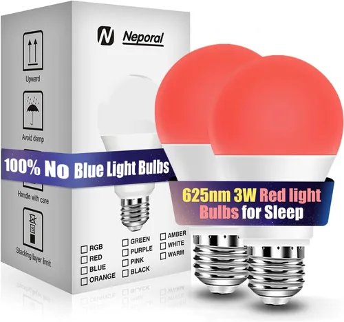 Vista 11 de Bombillas LED Neporal de 3 W 625 nm de color rojo para dormir, 100% de bloqueo de luz azul, luz nocturna roja para promover la melatonina, bombilla